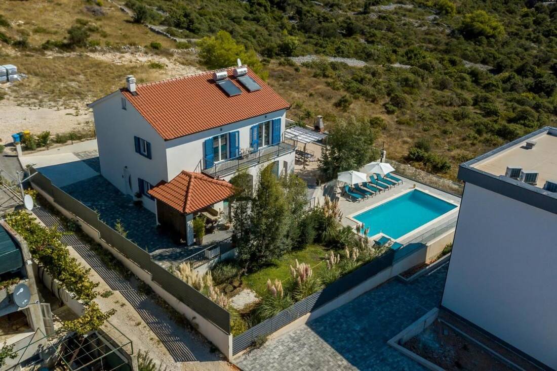 Villa Salacija with private pool at dusk